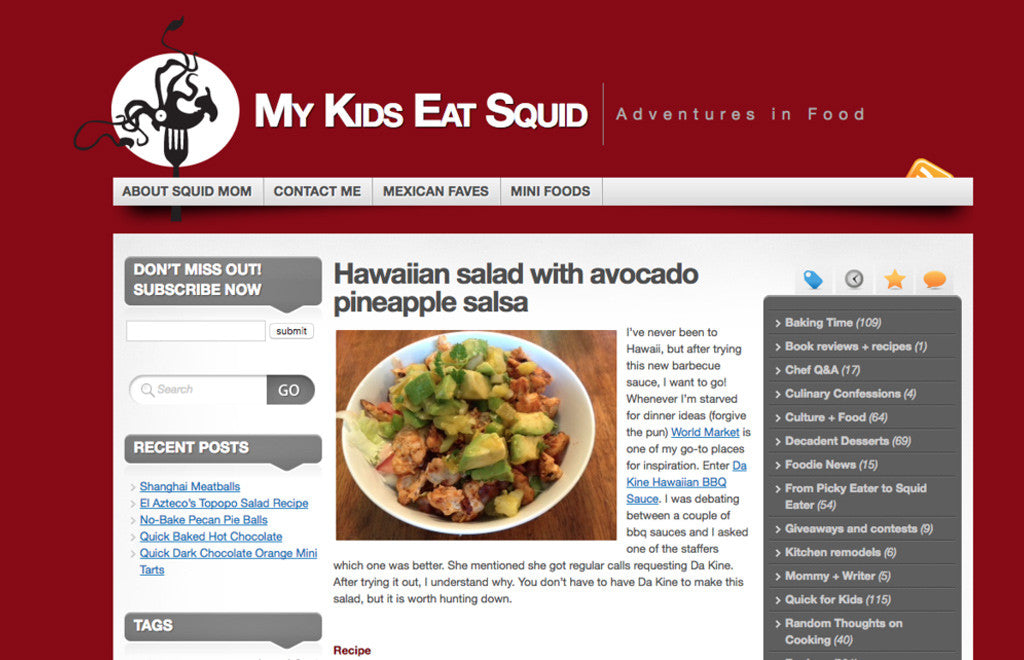mykidseatsquid.com: Hawaiian salad with avocado pineapple salsa